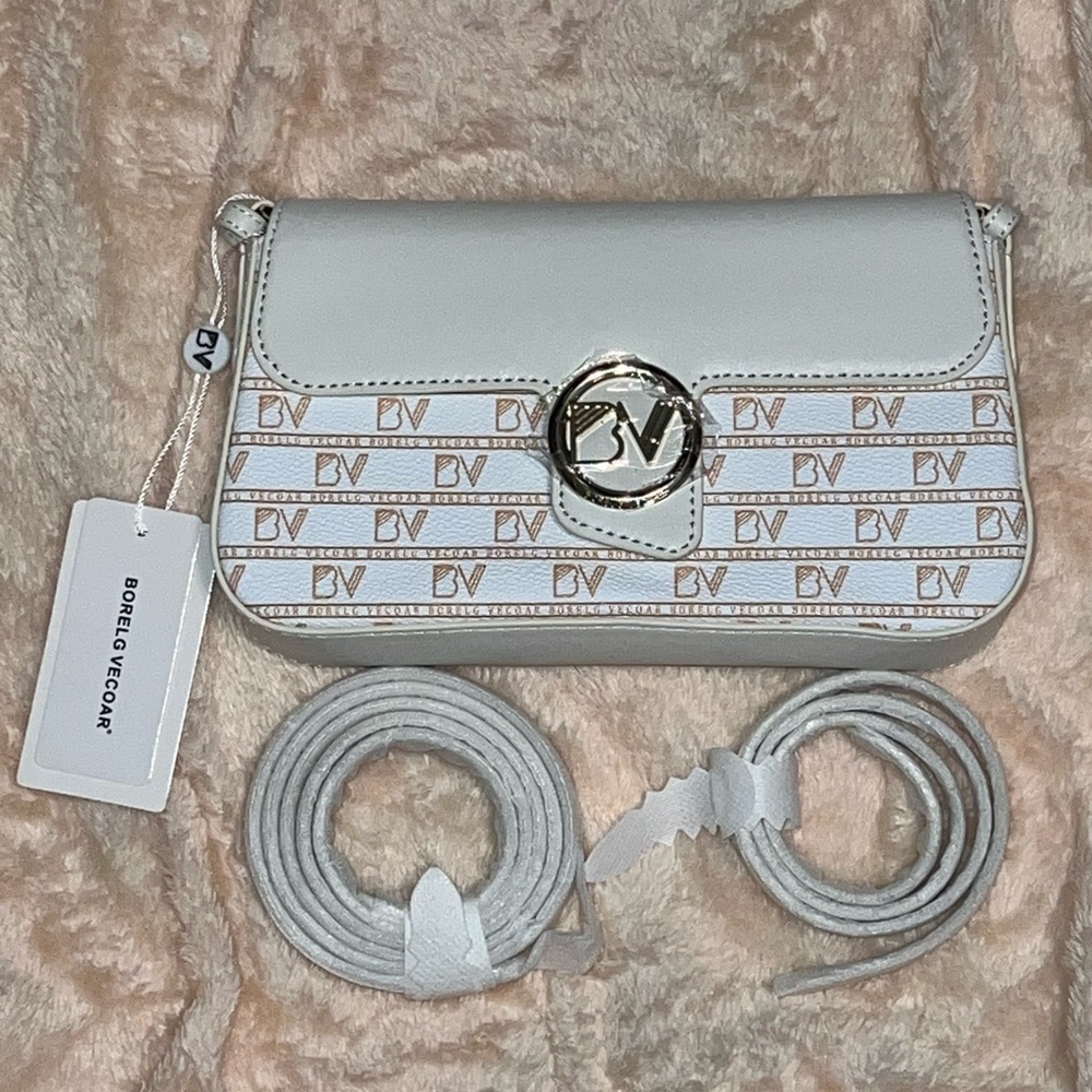 👜BORELG VECOAR' Handbag, Off-White/Dk Tan Crossbody/Shoulder Bag ~ NWT
